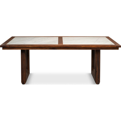 Versatilis Dining Table by Sarreid Ltd. in brown. Made from mango base with marble top in a modern style.
