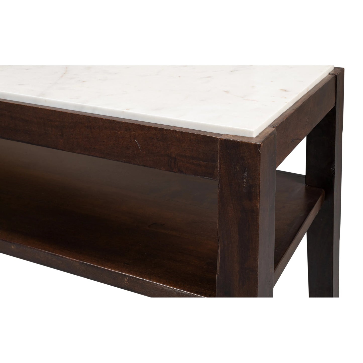 008 SI-2372591 | Closeup | Versatilis Console Table by Sarreid Ltd. in brown. Made from mango base with marble top in a modern style.