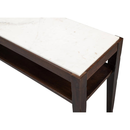 Versatilis Console Table by Sarreid Ltd. in brown. Made from mango base with marble top in a modern style.