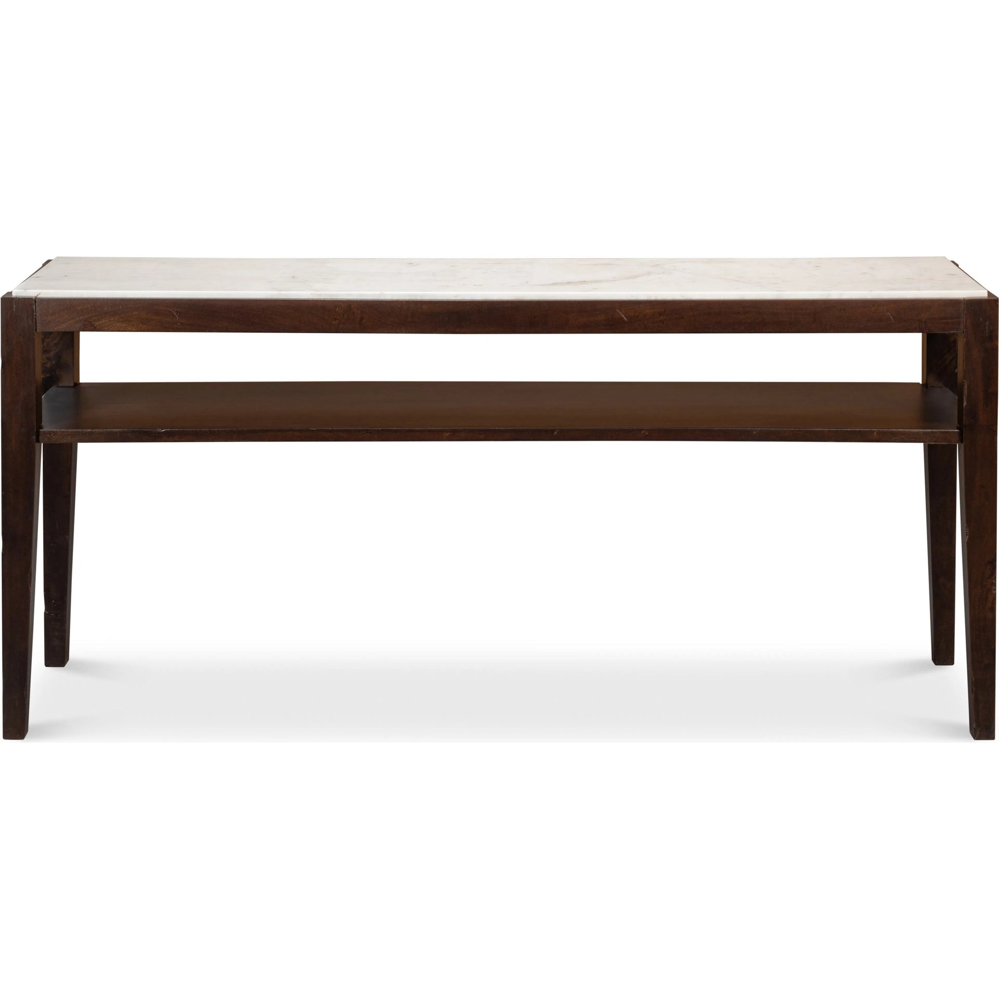 Versatilis Console Table by Sarreid Ltd. in brown. Made from mango base with marble top in a modern style.