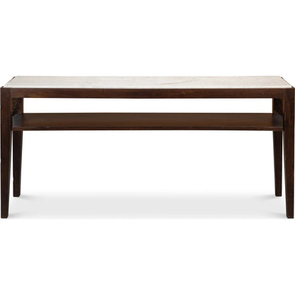 Versatilis Console Table by Sarreid Ltd. in brown. Made from mango base with marble top in a modern style.