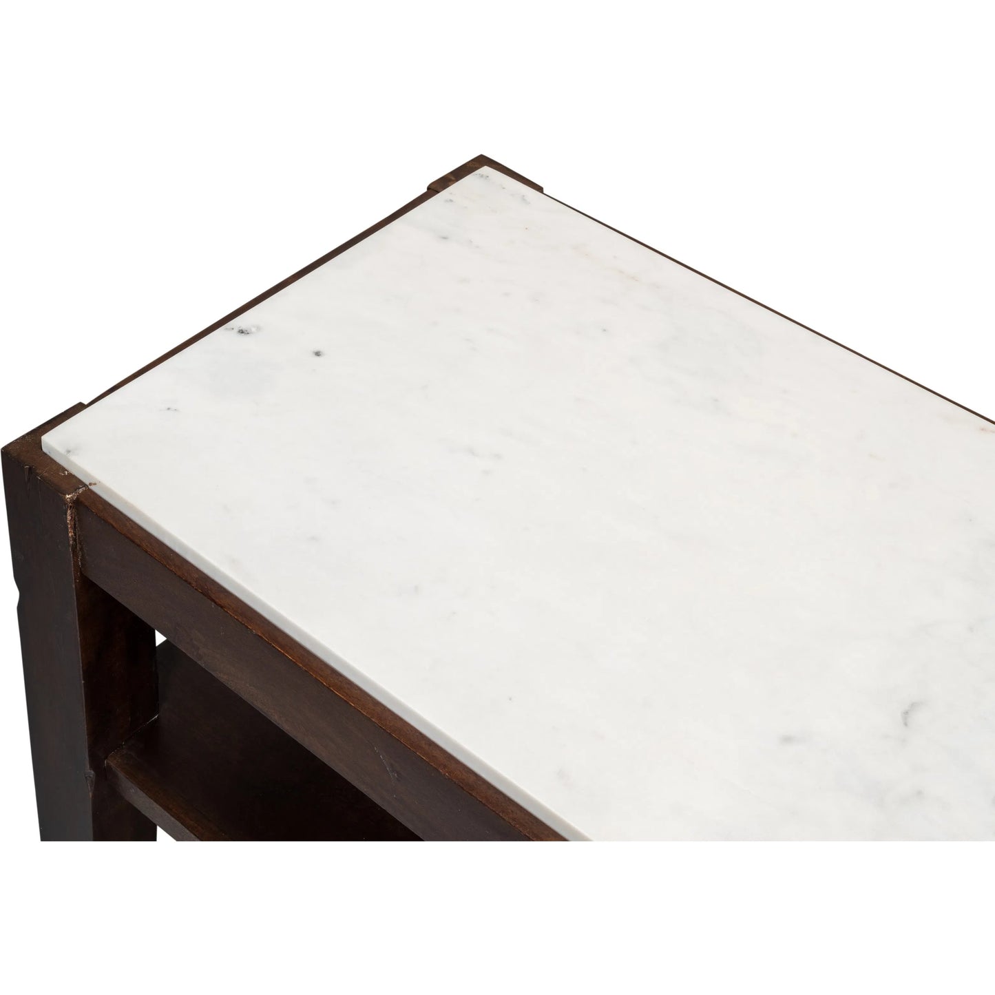 012 SI-2372591 | Closeup | Versatilis Console Table by Sarreid Ltd. in brown. Made from mango base with marble top in a modern style.