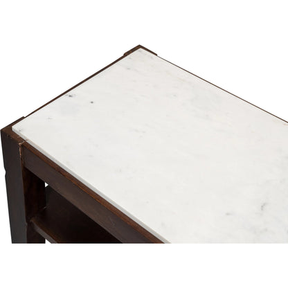 Versatilis Console Table by Sarreid Ltd. in brown. Made from mango base with marble top in a modern style.