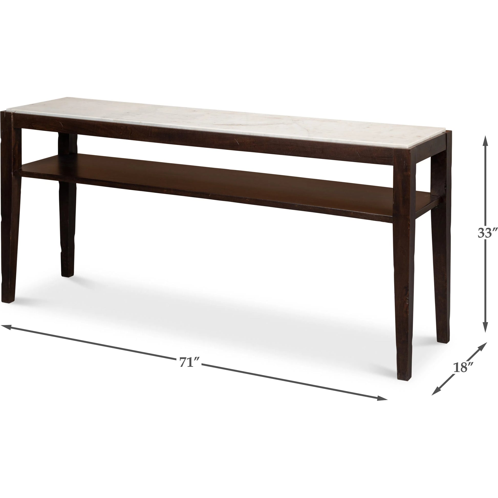 Versatilis Console Table by Sarreid Ltd. in brown. Made from mango base with marble top in a modern style.