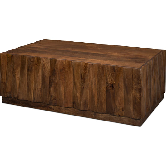 Denali Rectangle Cocktail Table by Sarreid Ltd. in brown. Made from mango wood in a unique style.