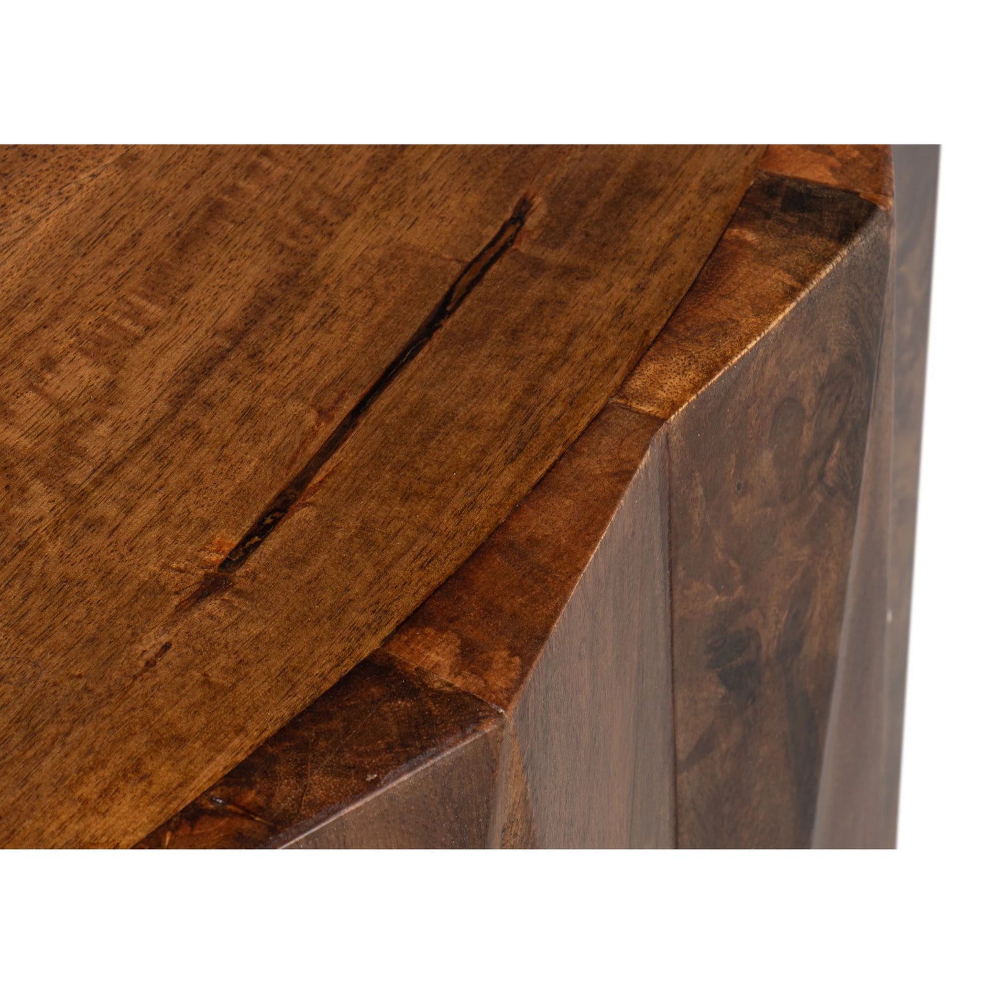 010 SI-2372491 | Closeup | Denali Round Cocktail Table by Sarreid Ltd. in brown. Made from mango wood in a transitional style.