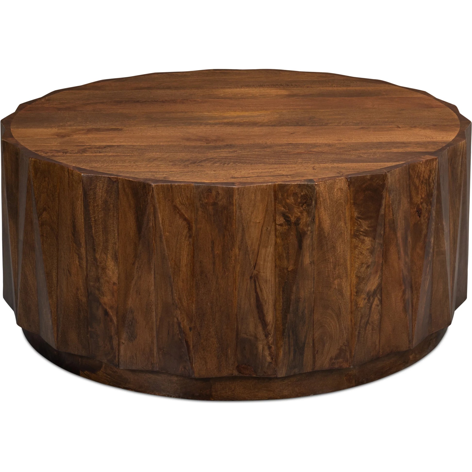 Denali Round Cocktail Table by Sarreid Ltd. in brown. Made from mango wood in a transitional style.