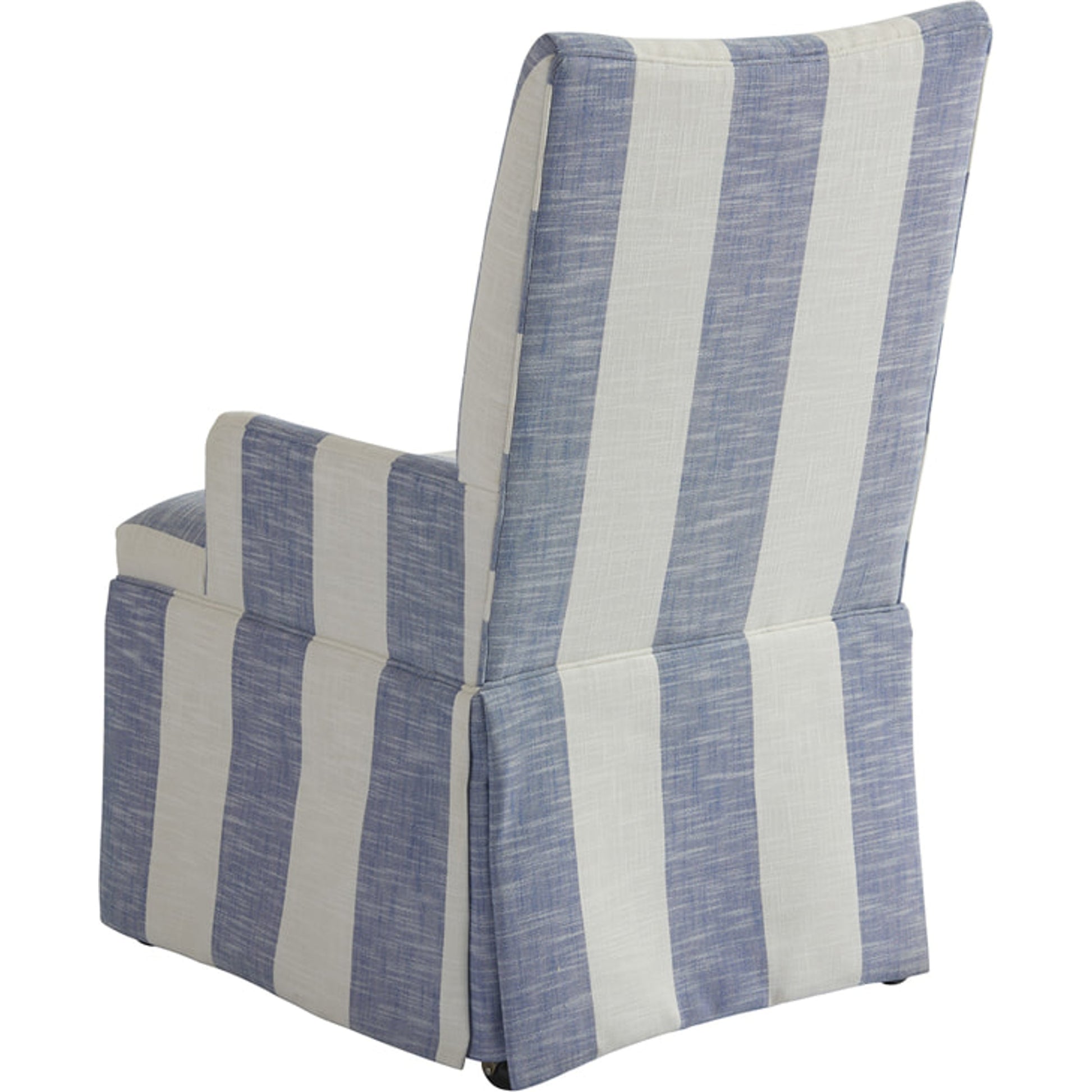 Mackenzie Dining Arm Chair by Barclay Butera in denim stripe. Made from unique in a coastal style.