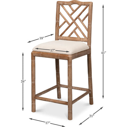 Brighton Counter Stool by Sarreid Ltd. in linen fabric. Made from unique in a unique style.