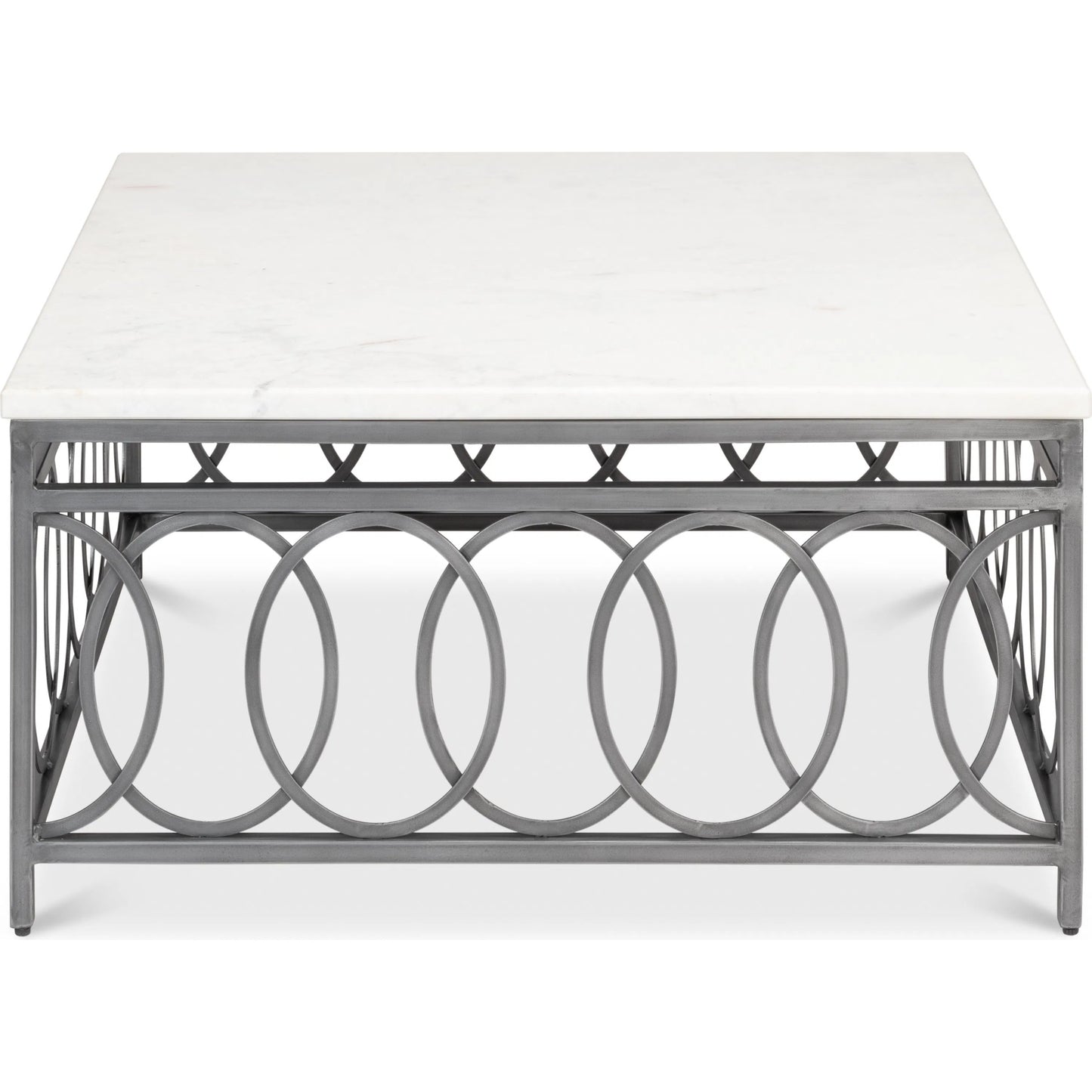 005 SI-2372549 | Additional Silo | Olympia Square Coffee Table by Sarreid Ltd. in old iron. Made from iron, white banswara marble top in a modern style.