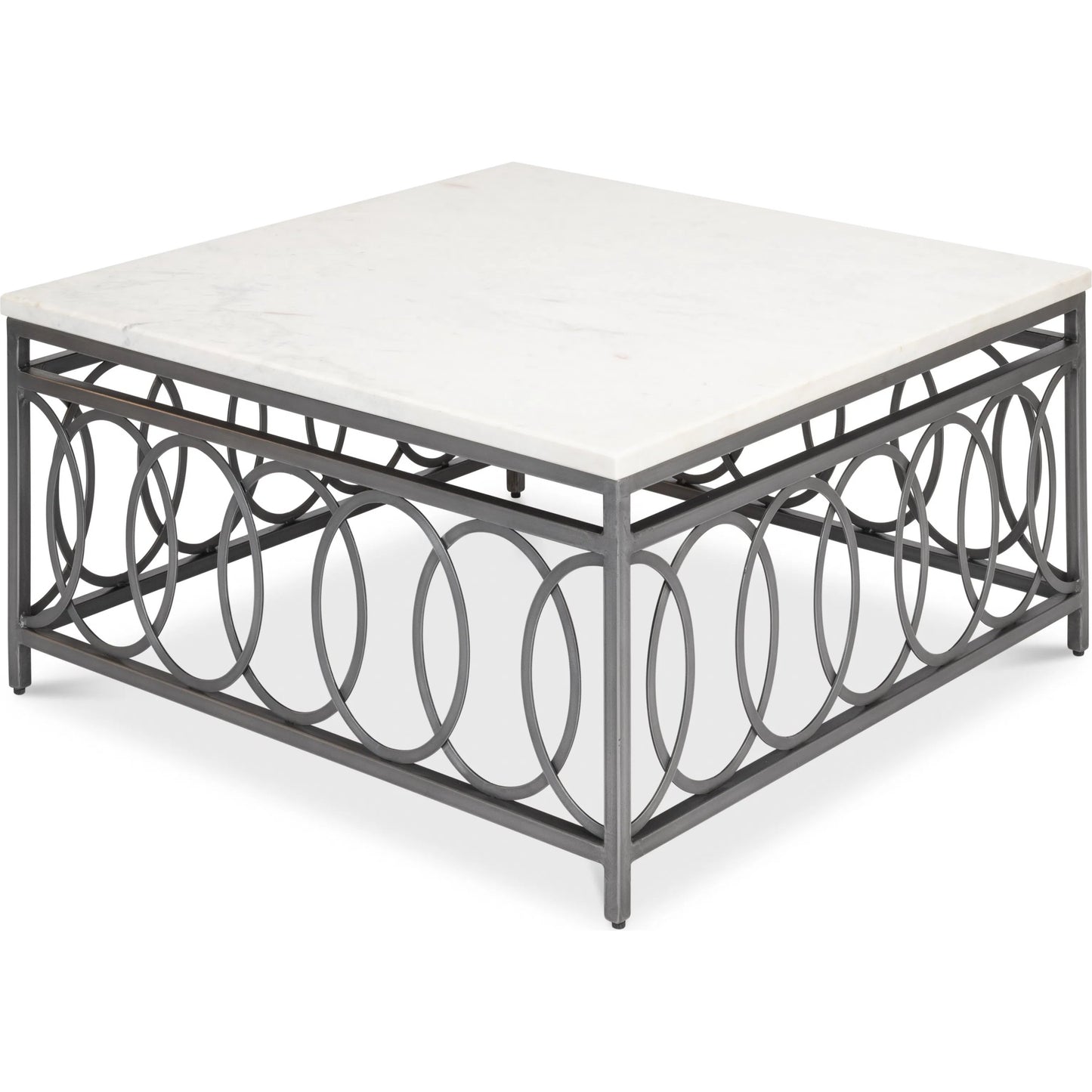 002 SI-2372549 | Additional Silo | Olympia Square Coffee Table by Sarreid Ltd. in old iron. Made from iron, white banswara marble top in a modern style.