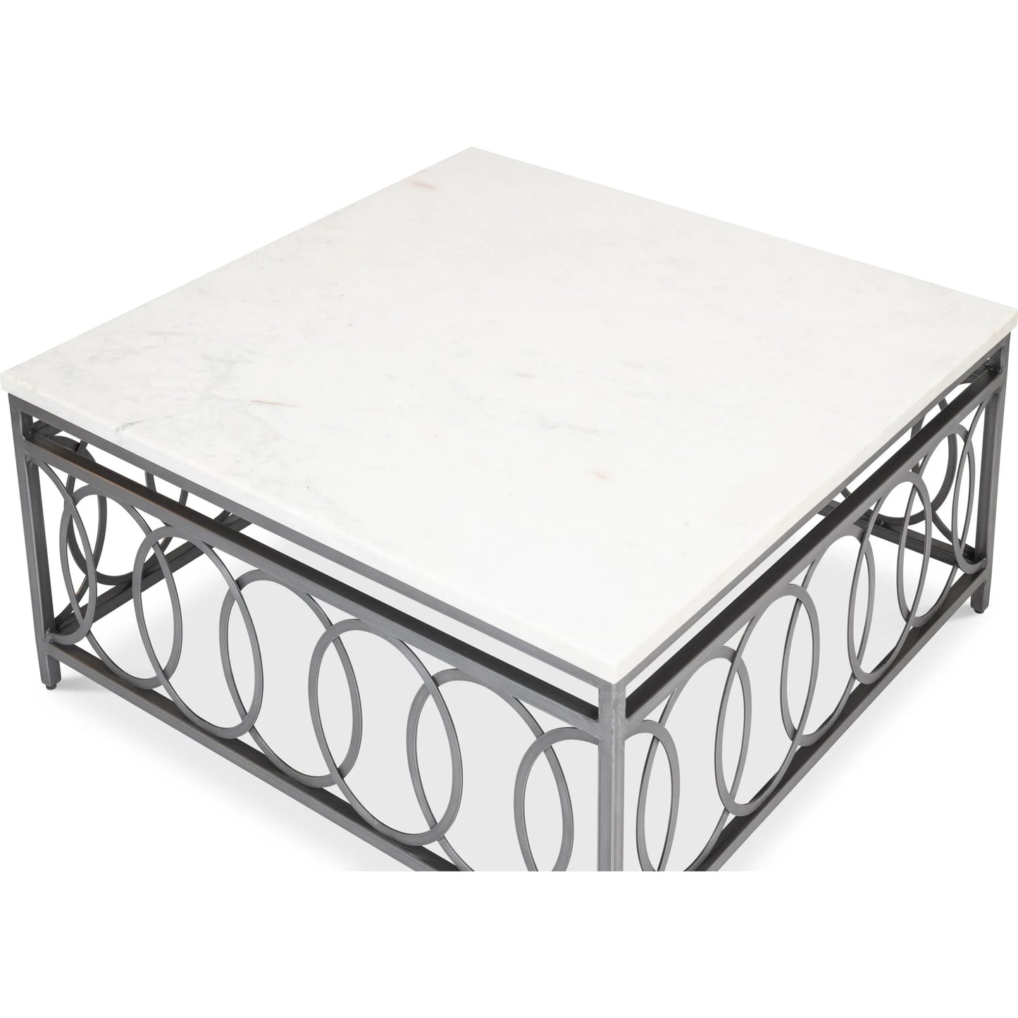 003 SI-2372549 | Additional Silo | Olympia Square Coffee Table by Sarreid Ltd. in old iron. Made from iron, white banswara marble top in a modern style.