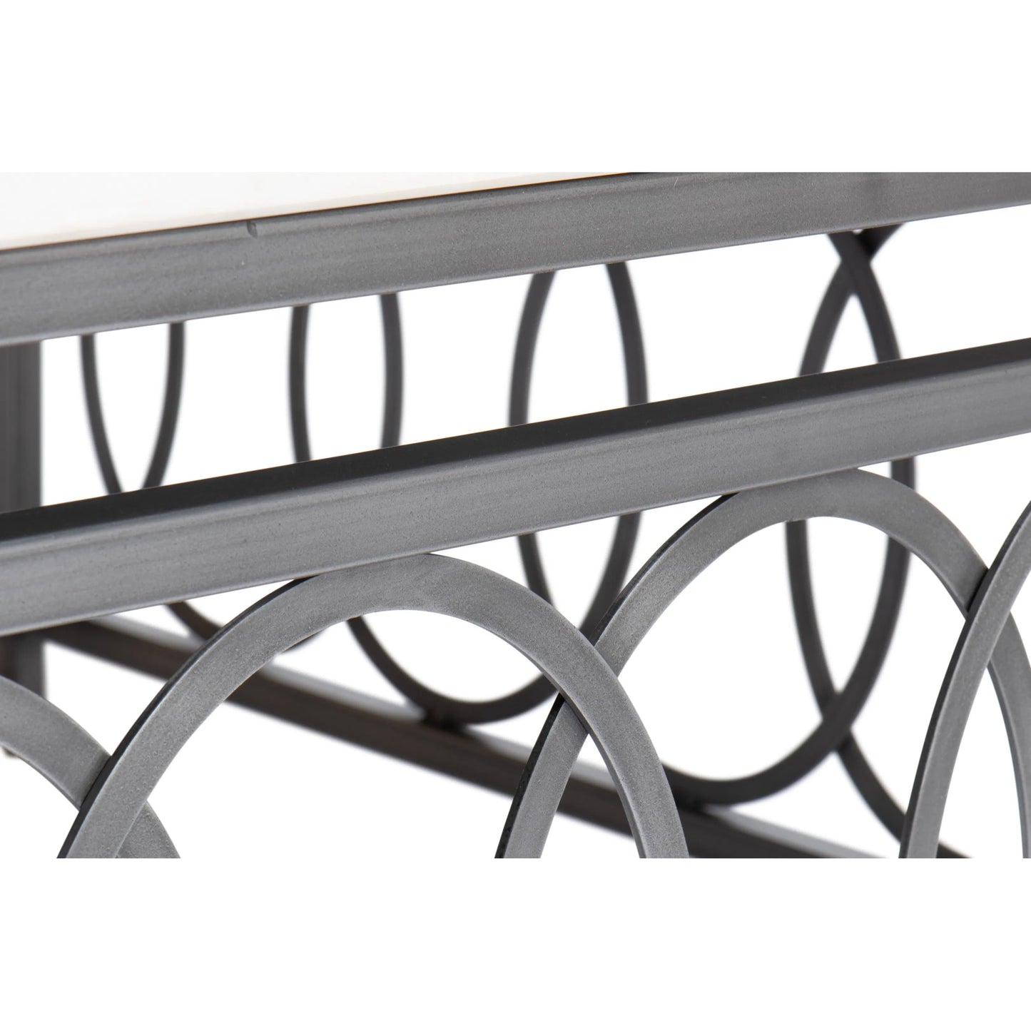 009 SI-2372549 | Closeup | Olympia Square Coffee Table by Sarreid Ltd. in old iron. Made from iron, white banswara marble top in a modern style.