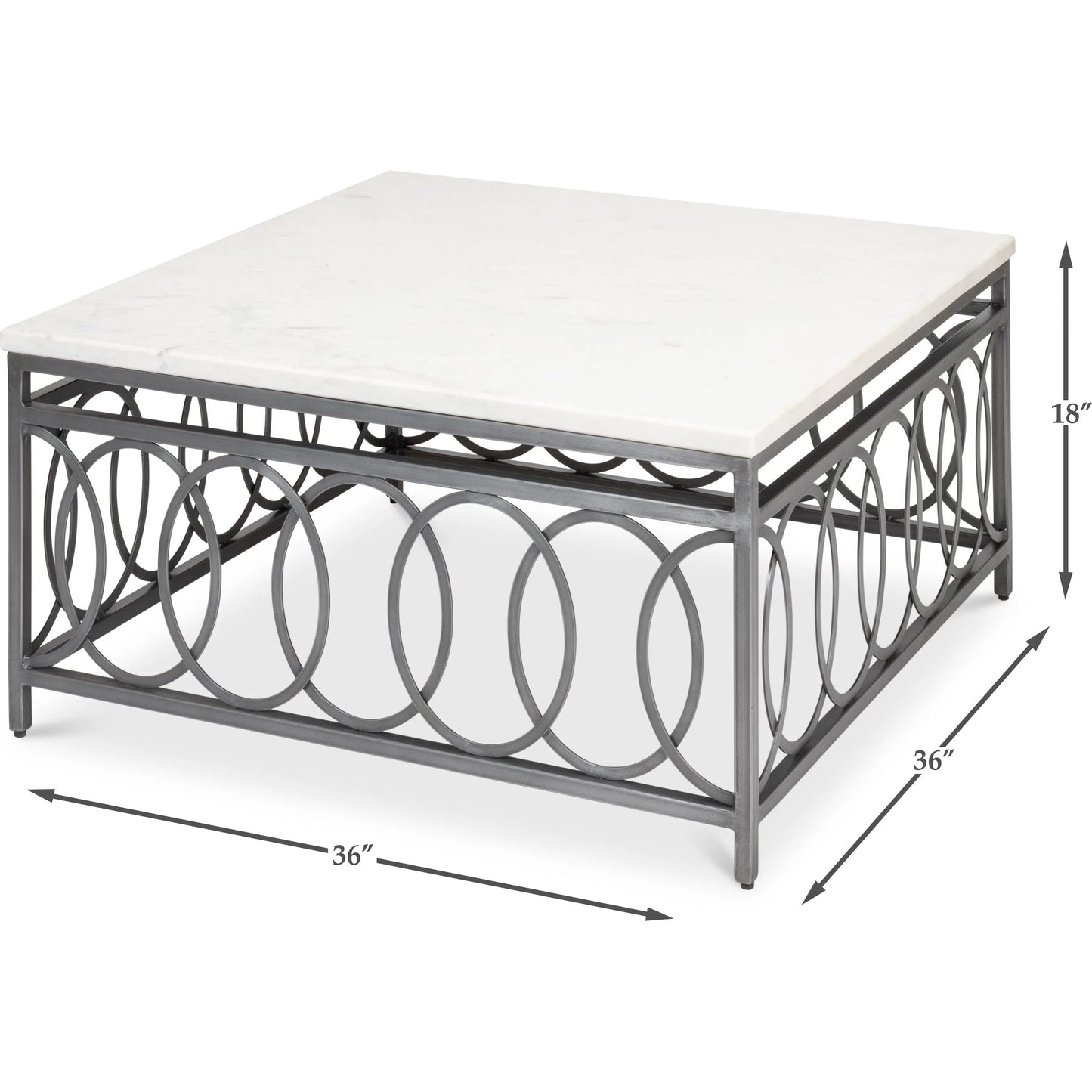 006 SI-2372549 | Additional Silo | Olympia Square Coffee Table by Sarreid Ltd. in old iron. Made from iron, white banswara marble top in a modern style.