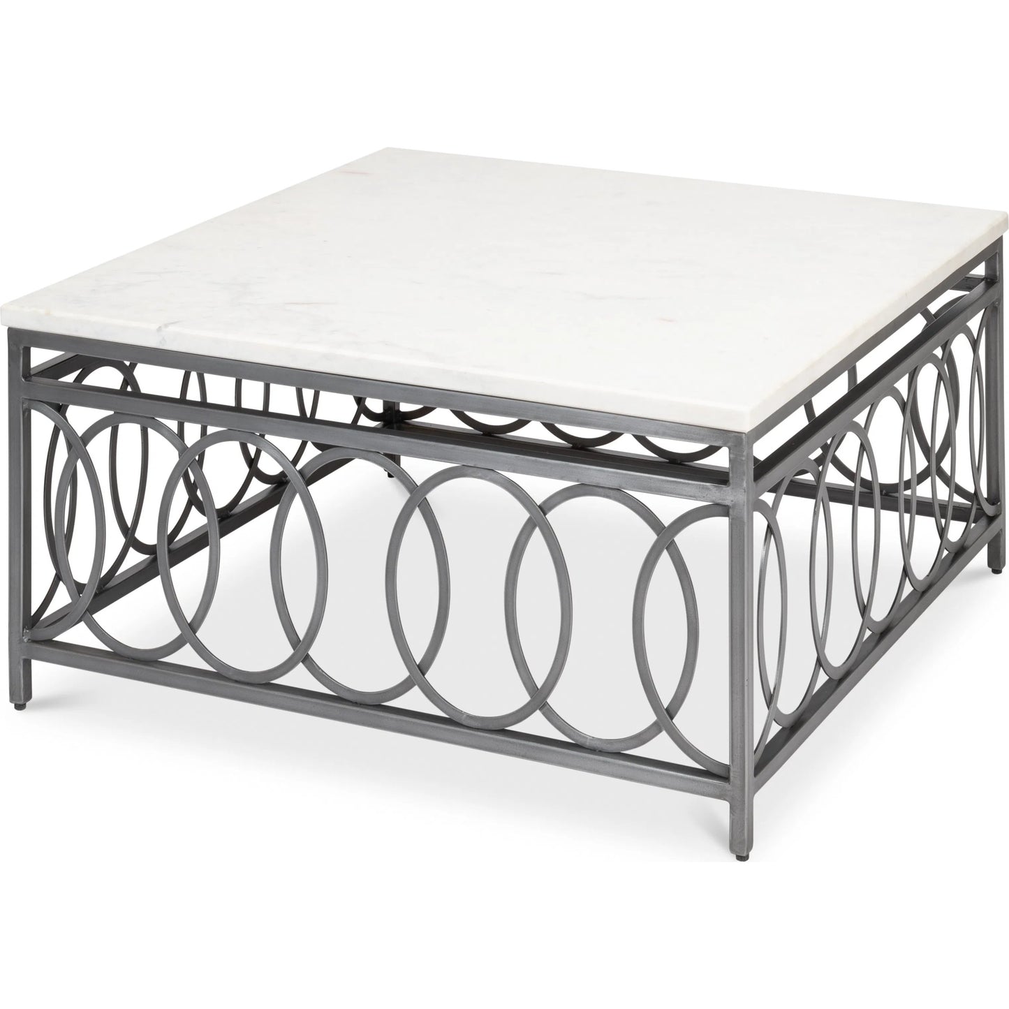 001 SI-2372549 | Primary Silo | Olympia Square Coffee Table by Sarreid Ltd. in old iron. Made from iron, white banswara marble top in a modern style.