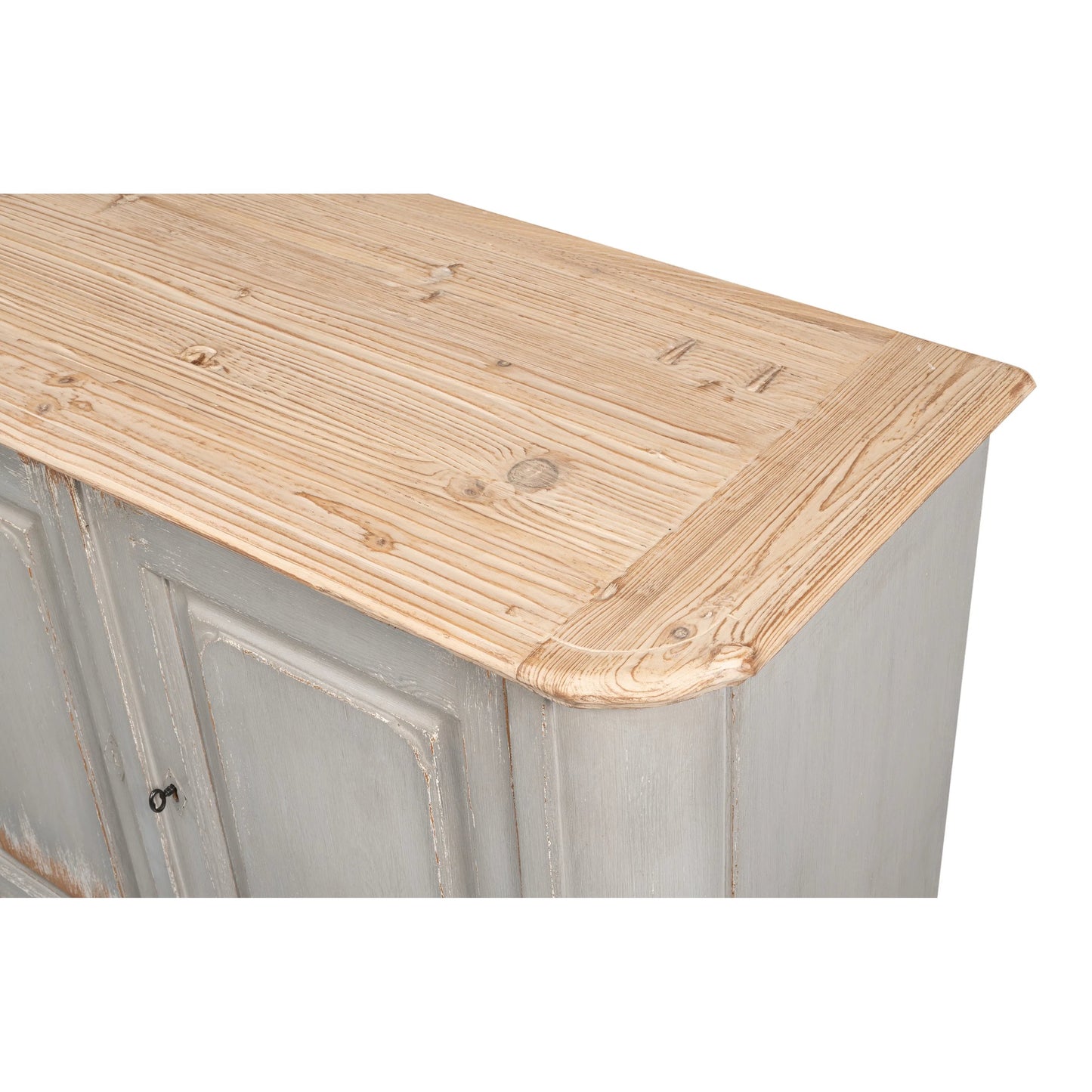 011 SI-2372529 | Closeup | Karlsson Antique Swedish Grey Sideboard by Sarreid Ltd. in grey. Made from old pine in a traditional style.