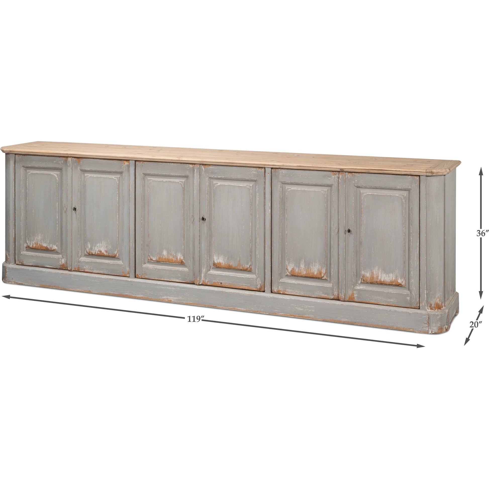 Karlsson Antique Swedish Grey Sideboard by Sarreid Ltd. in grey. Made from old pine in a traditional style.