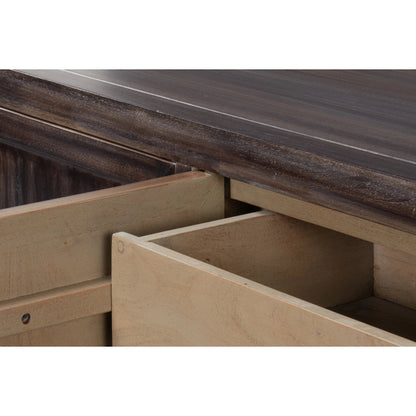 Details Credenza by Sarreid Ltd. in bluemoon. Made from acacia wood in a unique style.