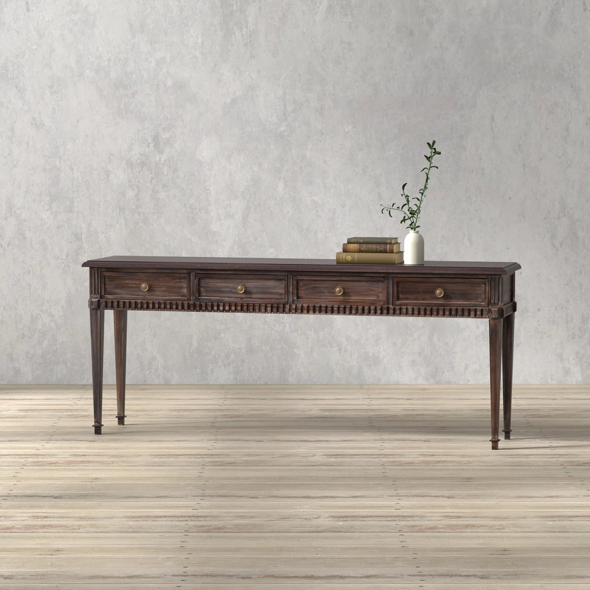 Details Console Table by Sarreid Ltd. in bluemoon. Made from acacia wood in a unique style.