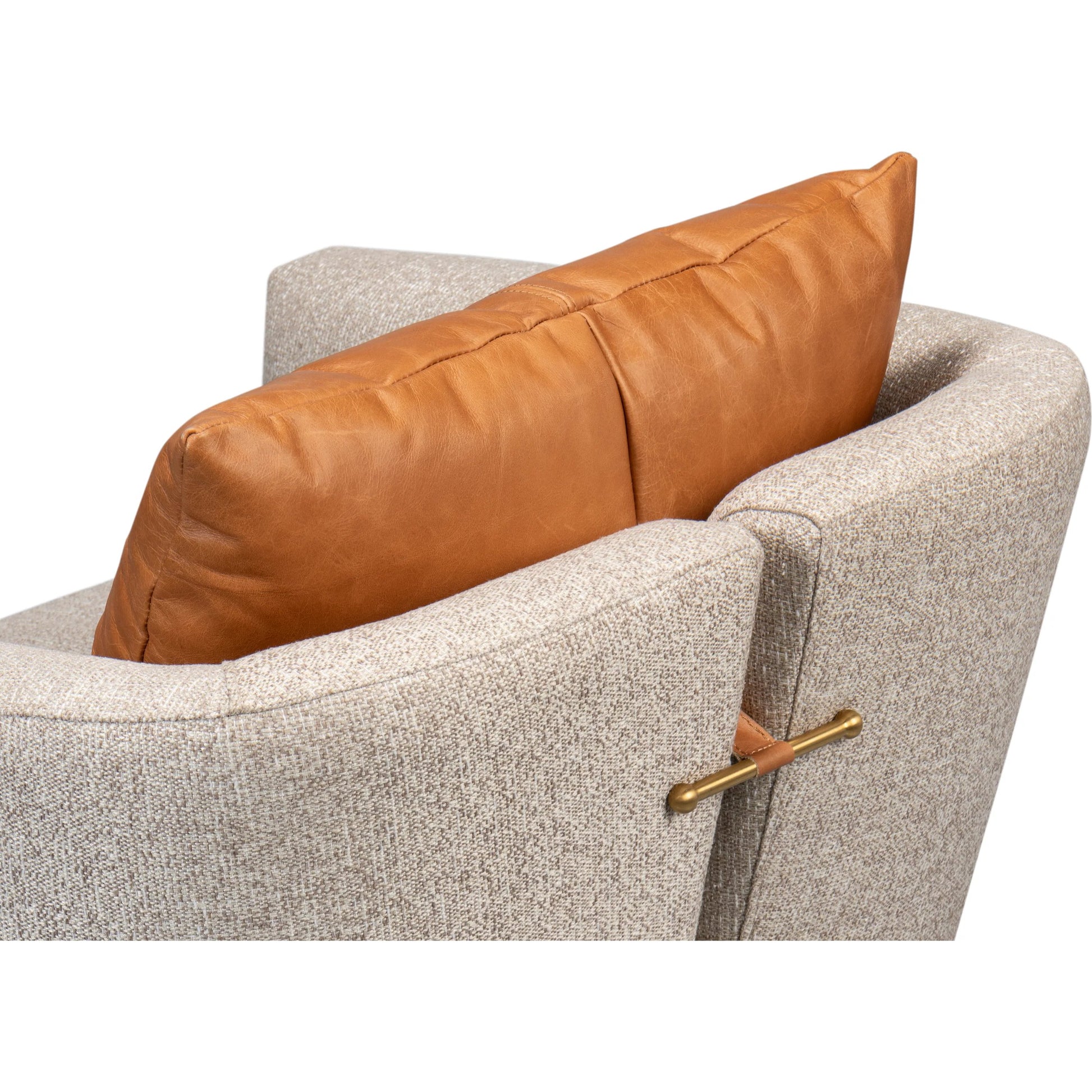 Bronson Tub Chair by Sarreid Ltd. in beige. Made from beech wood, fabric, leather in a transitional style.