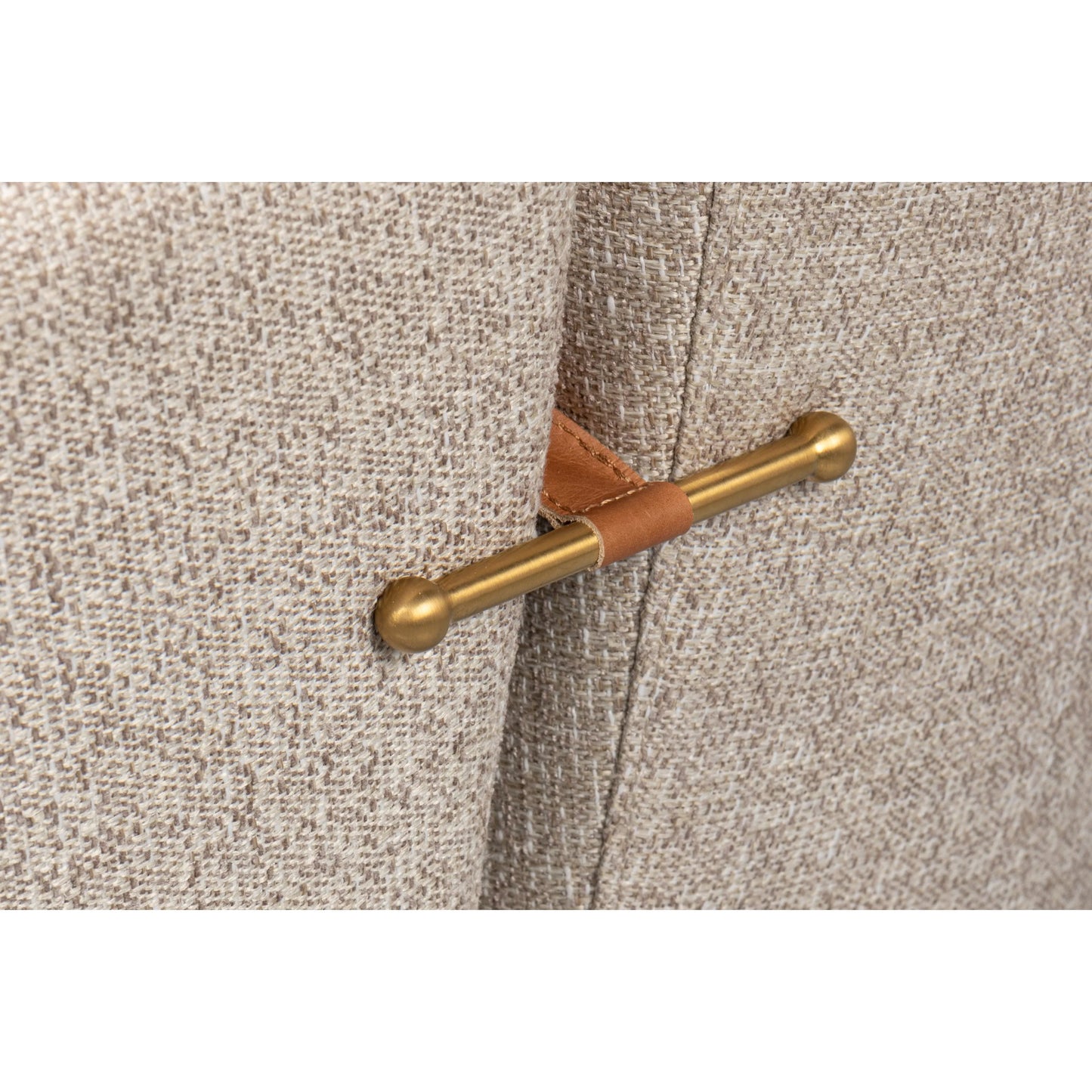 012 SI-2372465 | Closeup | Bronson Tub Chair by Sarreid Ltd. in beige. Made from beech wood, fabric, leather in a transitional style.