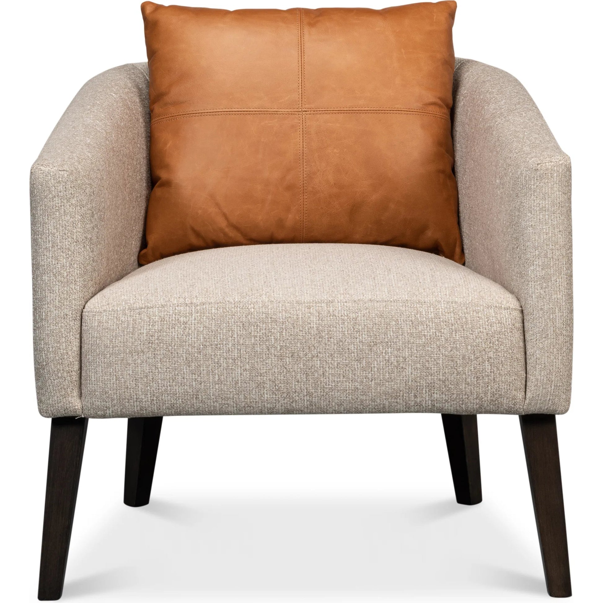 Bronson Tub Chair by Sarreid Ltd. in beige. Made from beech wood, fabric, leather in a transitional style.