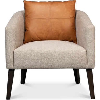 Bronson Tub Chair by Sarreid Ltd. in beige. Made from beech wood, fabric, leather in a transitional style.
