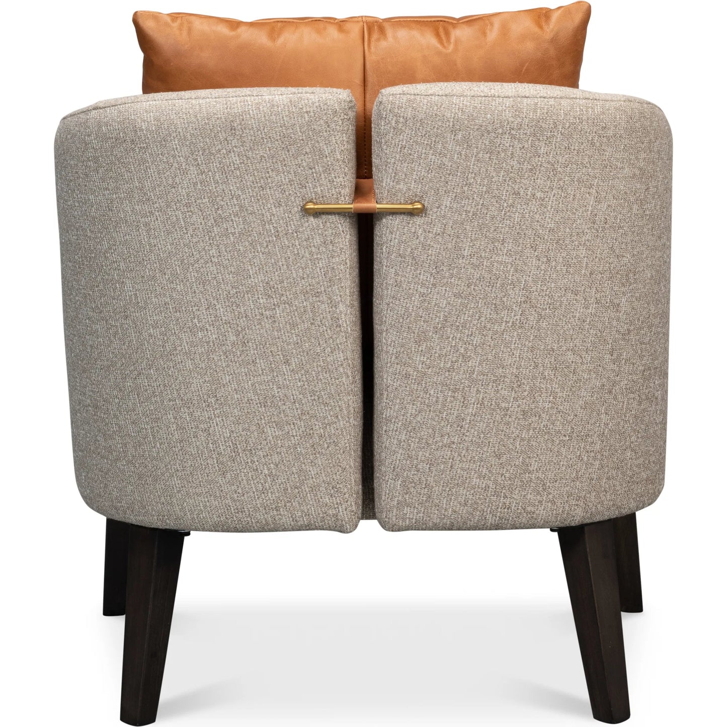 004 SI-2372465 | Additional Silo | Bronson Tub Chair by Sarreid Ltd. in beige. Made from beech wood, fabric, leather in a transitional style.