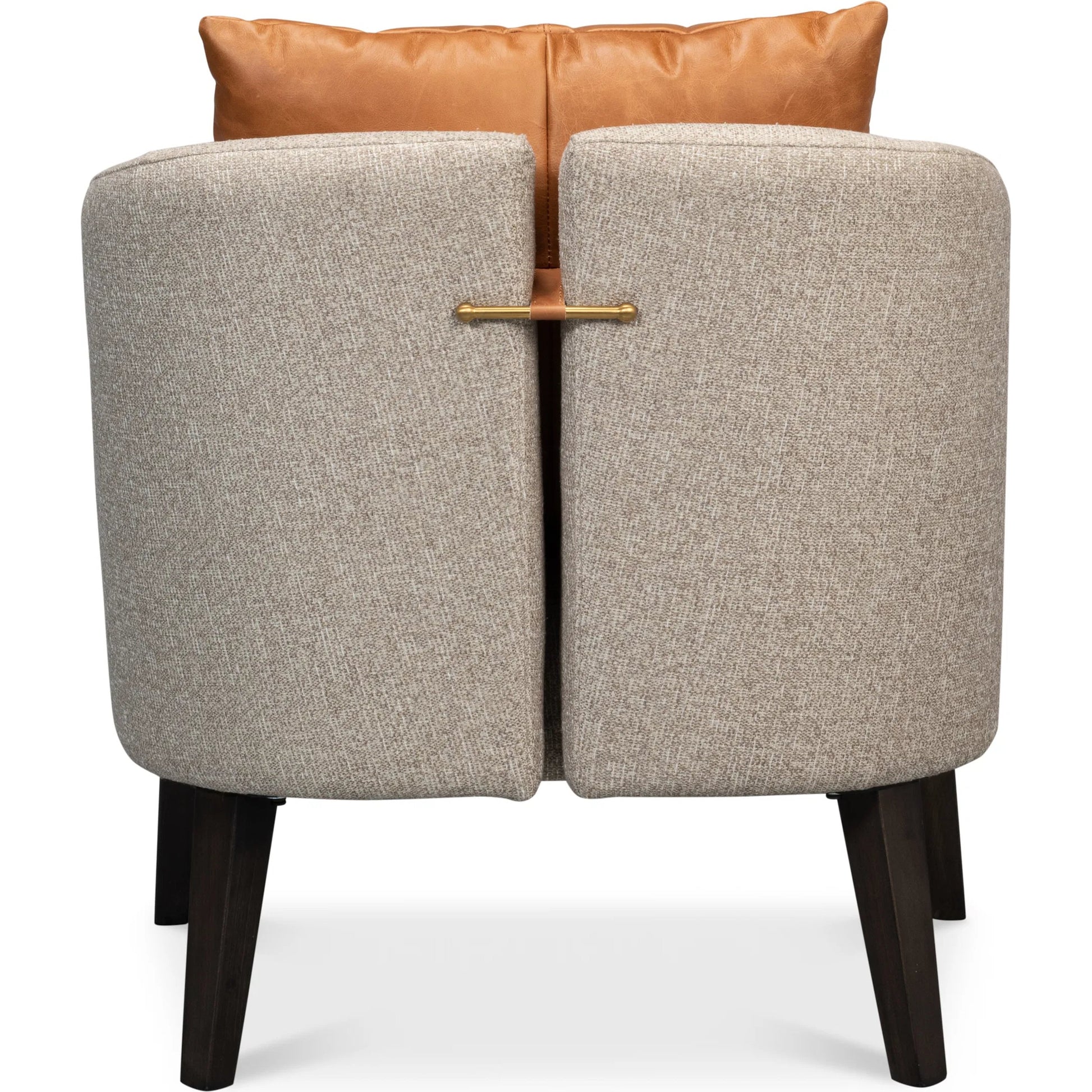Bronson Tub Chair by Sarreid Ltd. in beige. Made from beech wood, fabric, leather in a transitional style.