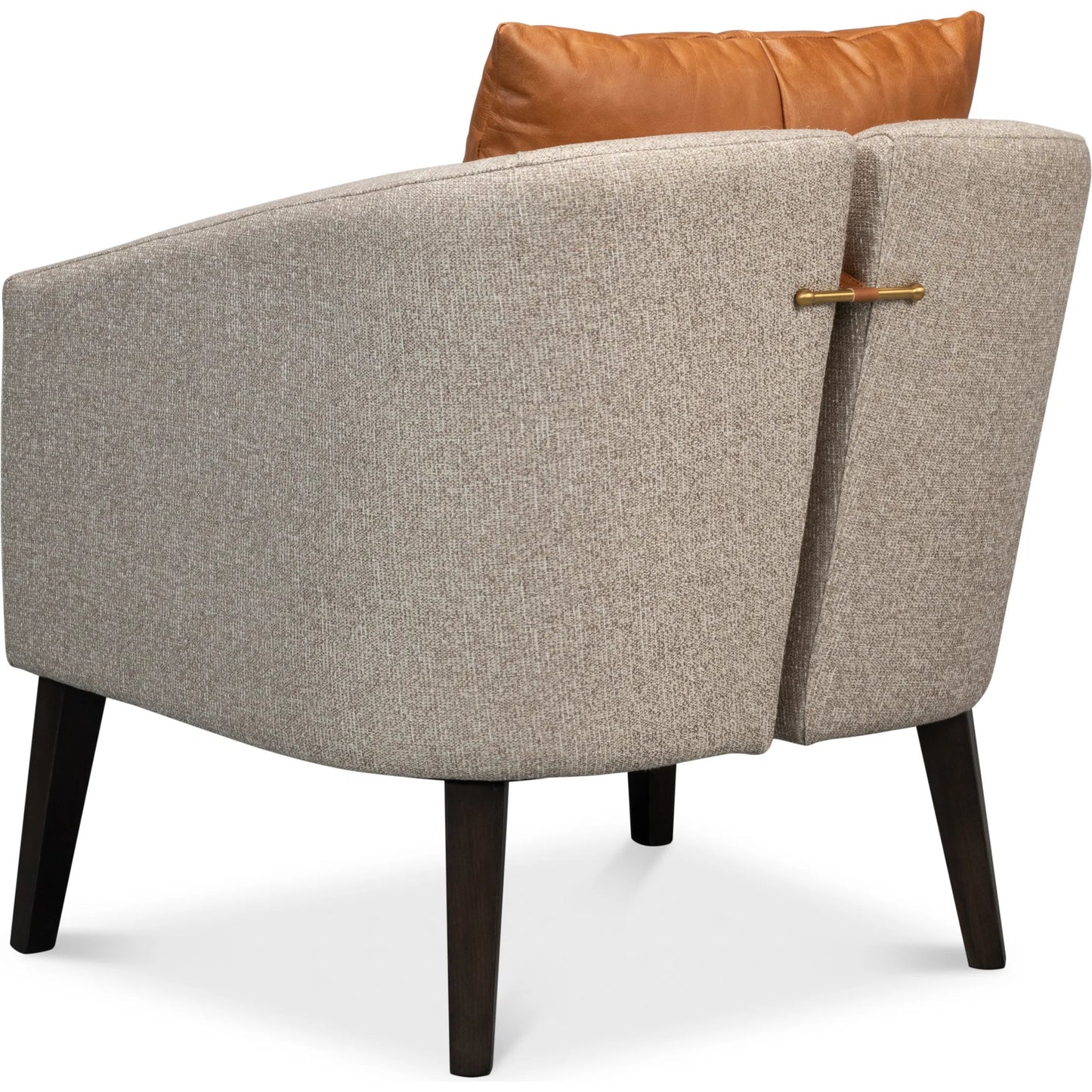005 SI-2372465 | Additional Silo | Bronson Tub Chair by Sarreid Ltd. in beige. Made from beech wood, fabric, leather in a transitional style.