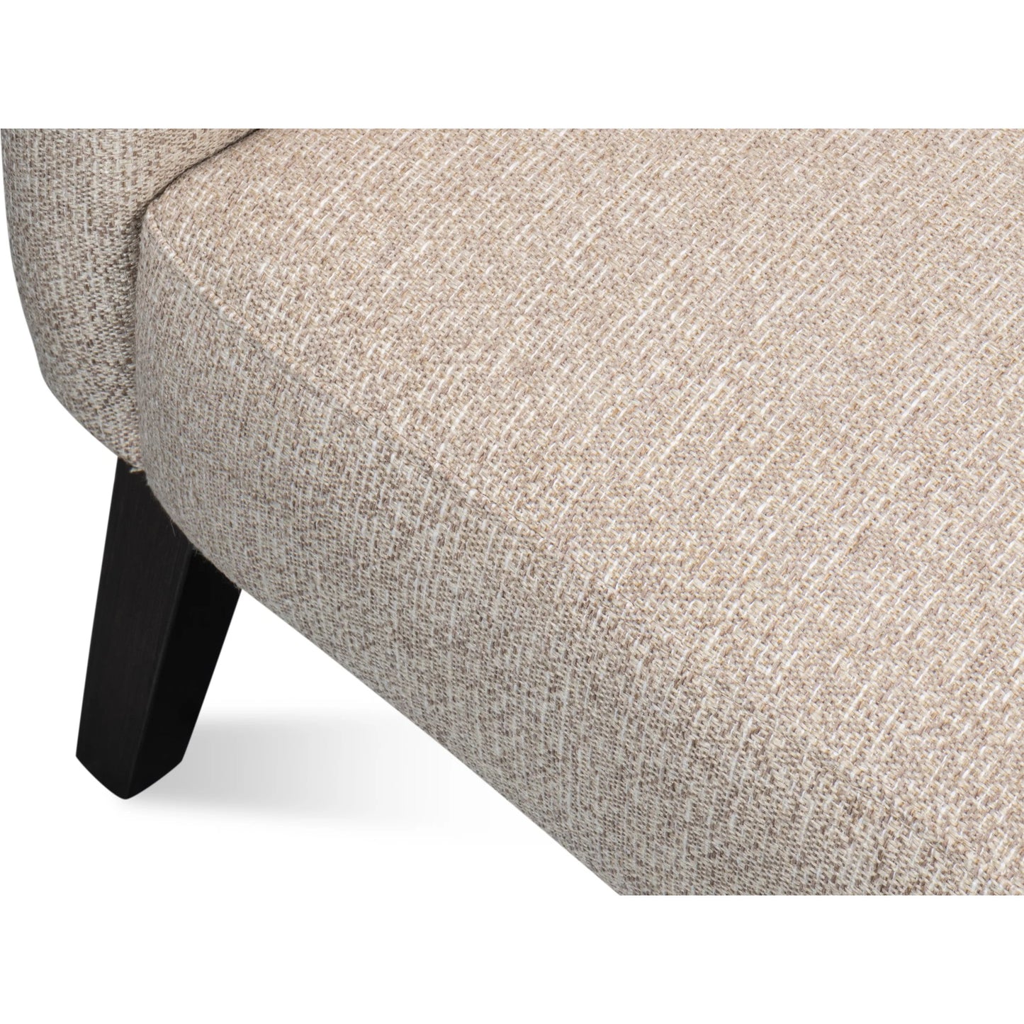 013 SI-2372465 | Closeup | Bronson Tub Chair by Sarreid Ltd. in beige. Made from beech wood, fabric, leather in a transitional style.