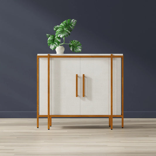 Blakely Door Chest by Sarreid Ltd. in osprey white. Made from iron, leather in a unique style.