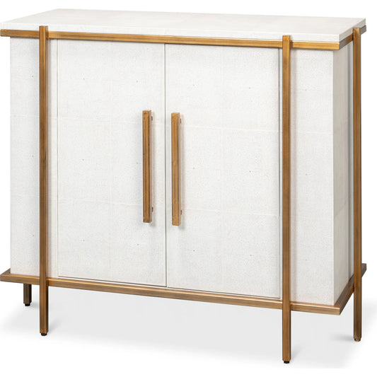 Blakely Door Chest by Sarreid Ltd. in osprey white. Made from iron, leather in a unique style.