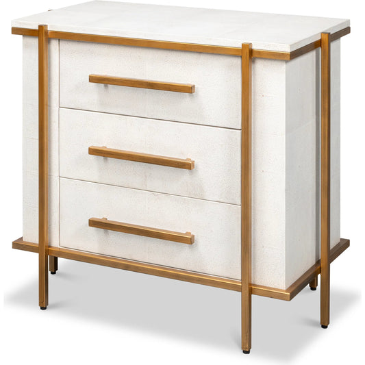 Blakely Night Stand by Sarreid Ltd. in osprey white. Made from iron, leather in a unique style.