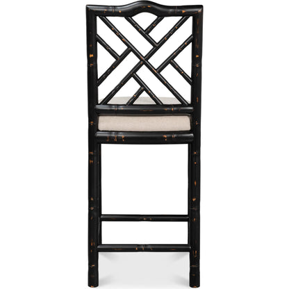 Brighton Counter Stool by Sarreid Ltd. in linen fabric. Made from unique in a unique style.