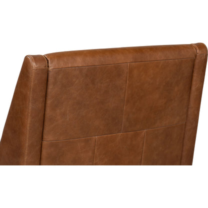 Brandy Accent Chair in Distilled Leather by Sarreid Ltd. in brown. Made from chocolate brown leather, wood in a unique style.