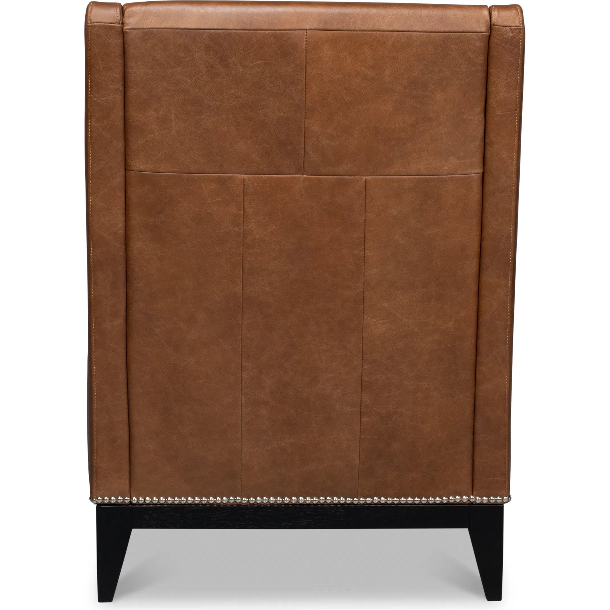 Brandy Accent Chair in Distilled Leather by Sarreid Ltd. in brown. Made from chocolate brown leather, wood in a unique style.