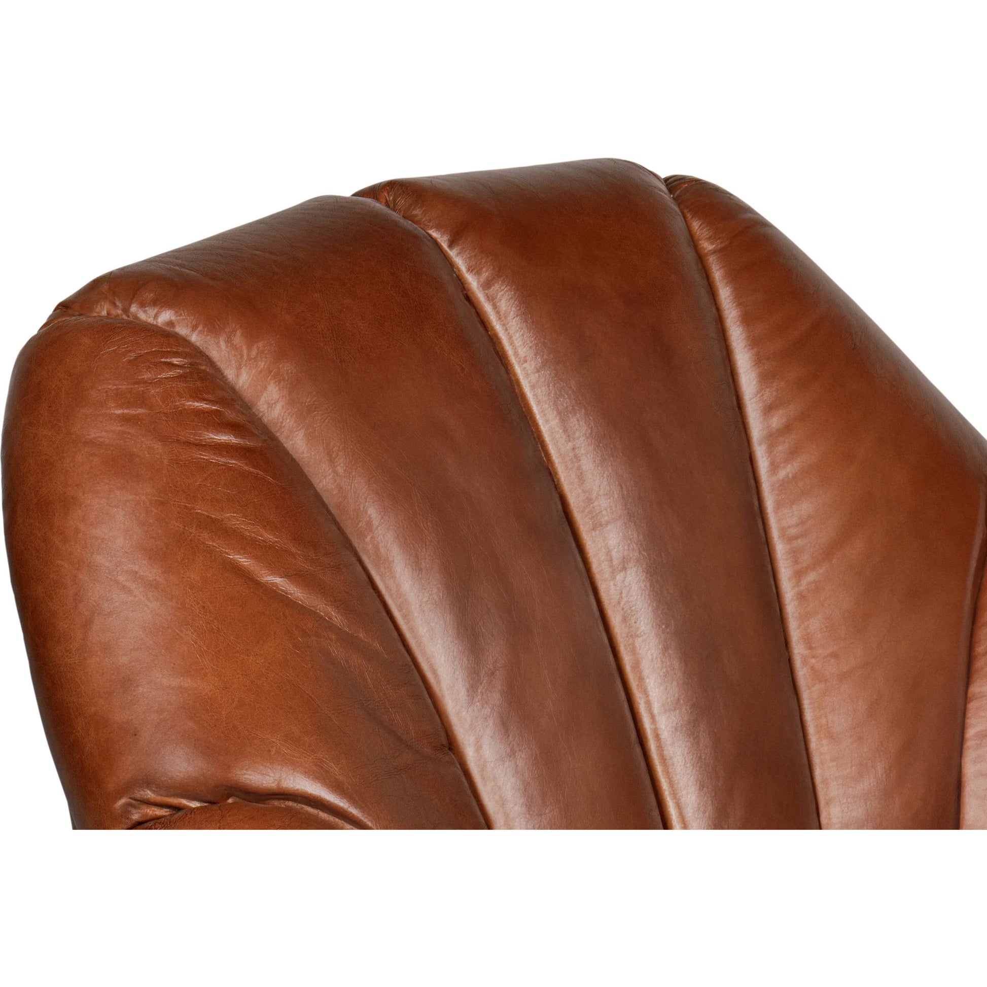 Scoth Swivel Chair in Distilled Leather by Sarreid Ltd. in havana brown. Made from leather in a traditional style.