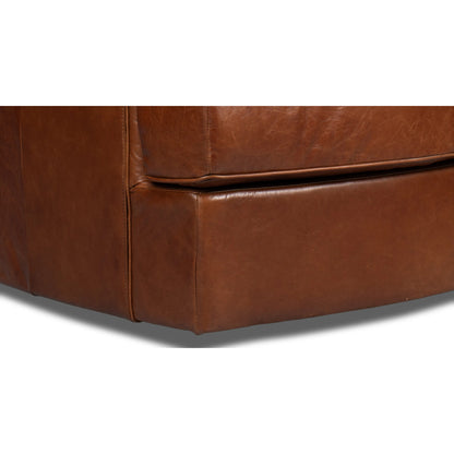 Scoth Swivel Chair in Distilled Leather by Sarreid Ltd. in havana brown. Made from leather in a traditional style.