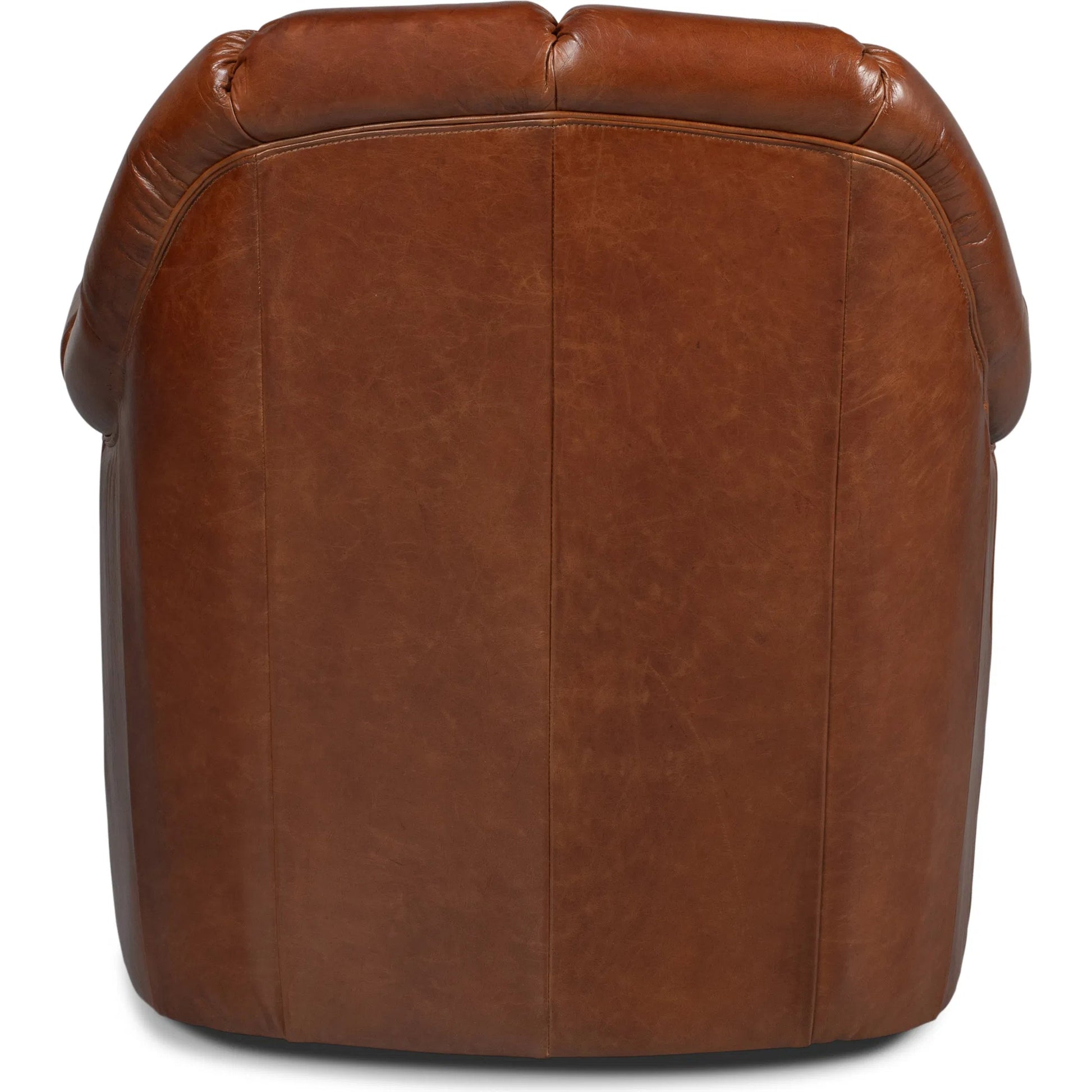 Scoth Swivel Chair in Distilled Leather by Sarreid Ltd. in havana brown. Made from leather in a traditional style.