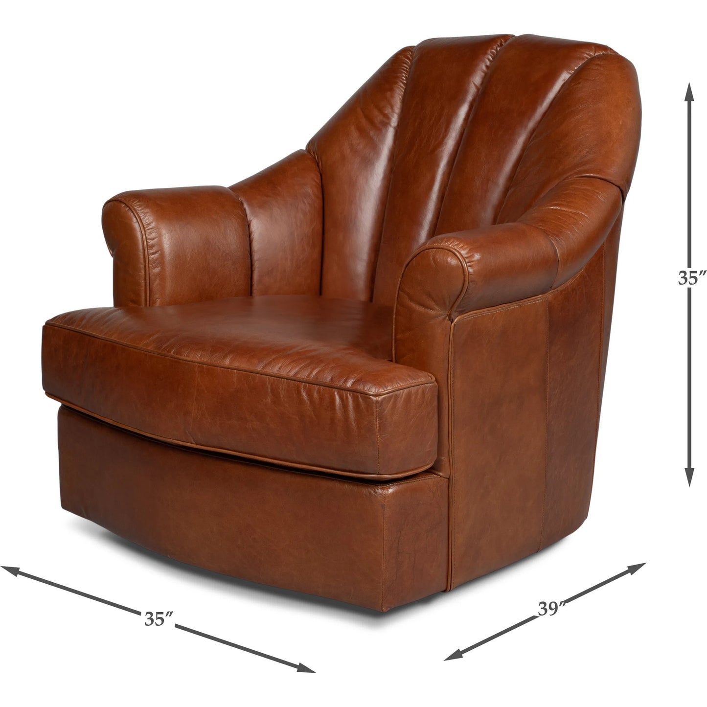 005 SI-2372571 | Additional Silo | Scoth Swivel Chair in Distilled Leather by Sarreid Ltd. in havana brown. Made from leather in a traditional style.