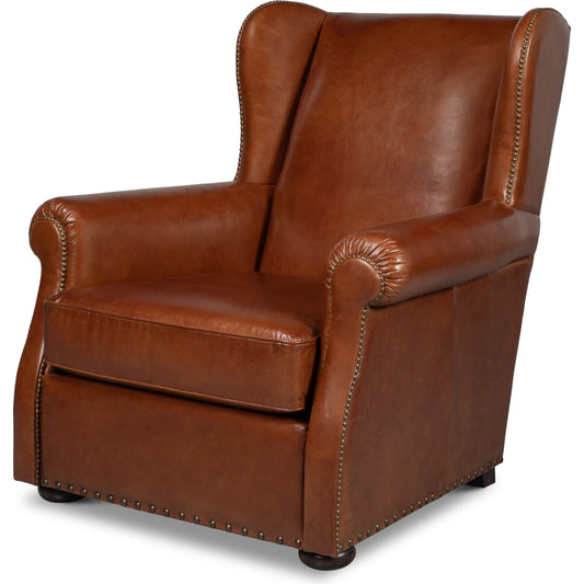 London Dry Accent Chair by Sarreid Ltd. in havana brown. Made from leather in a unique style.