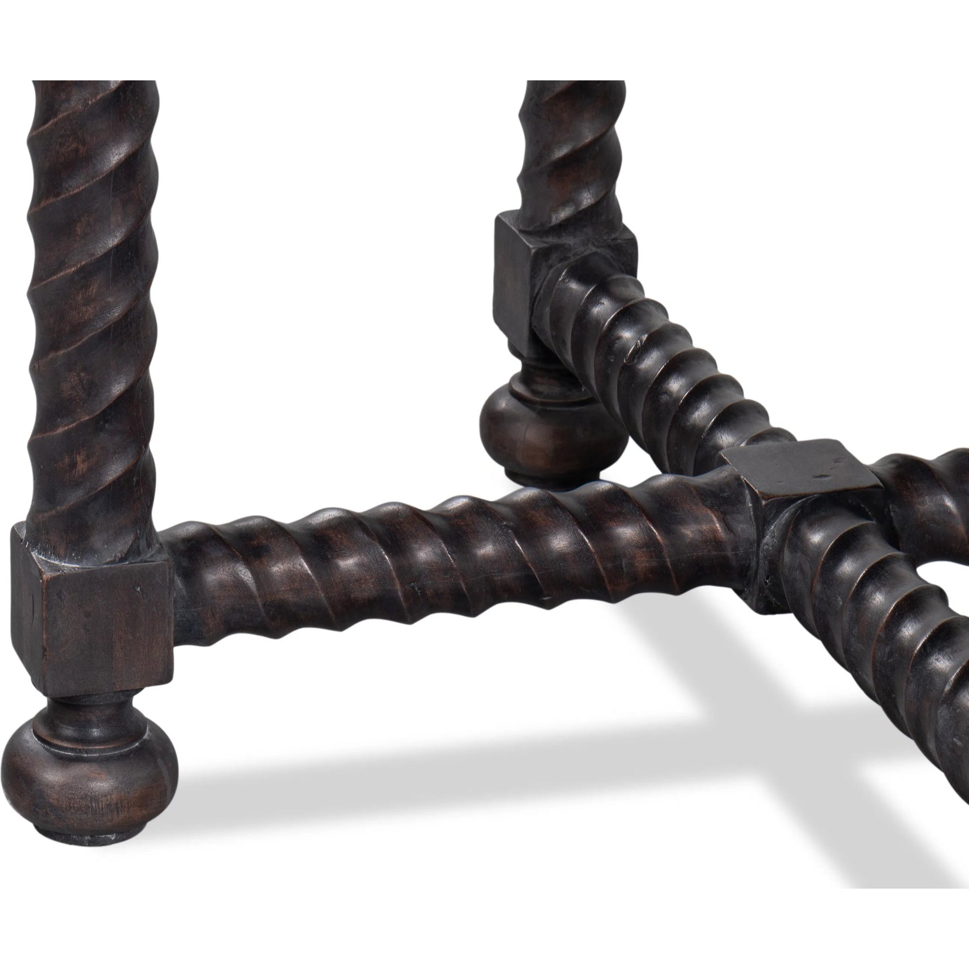 Barley Side Table by Sarreid Ltd. in brown. Made from acacia wood, white banswara marble in a traditional style.