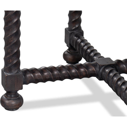 Barley Side Table by Sarreid Ltd. in brown. Made from acacia wood, white banswara marble in a traditional style.