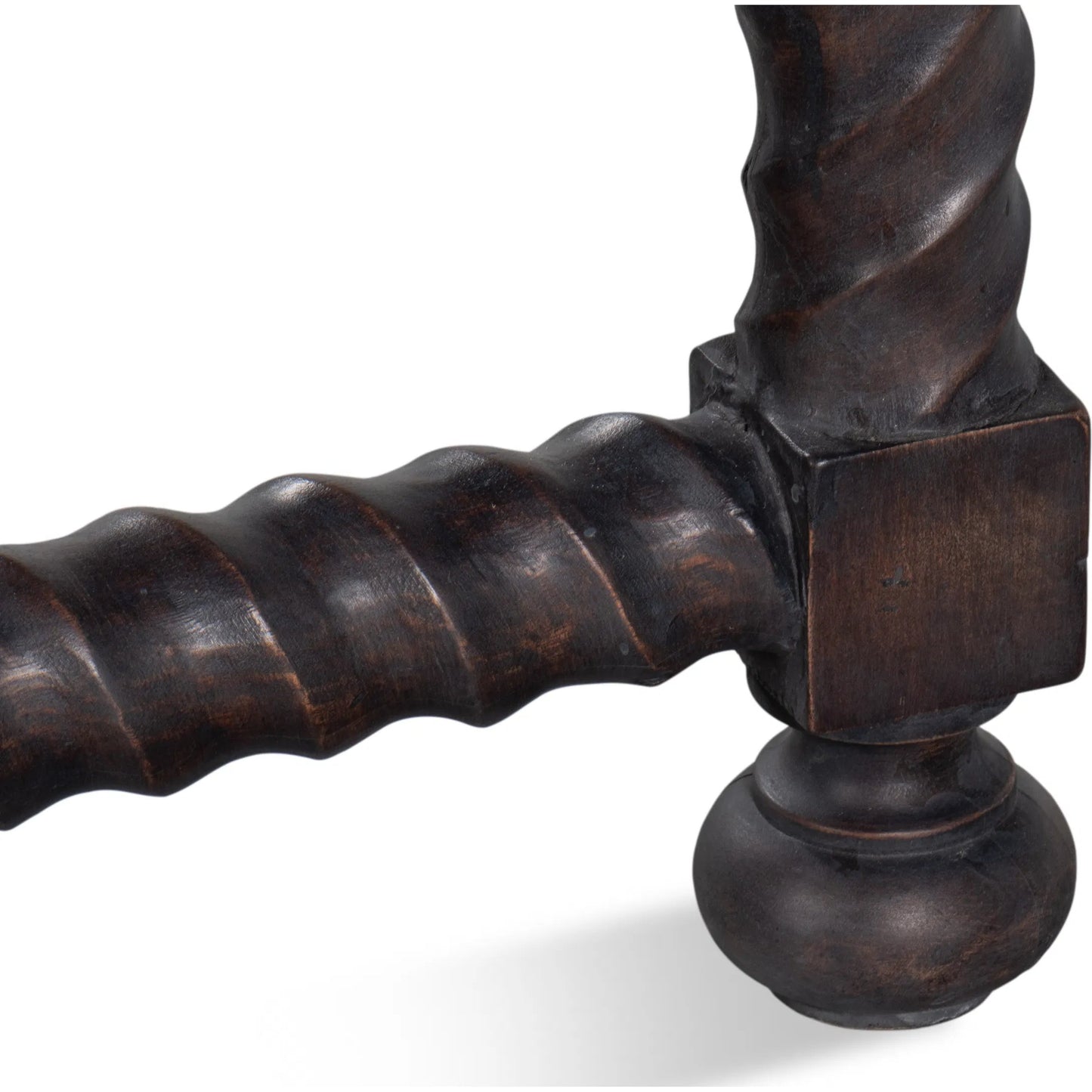 010 SI-2372455 | Closeup | Barley Side Table by Sarreid Ltd. in brown. Made from acacia wood, white banswara marble in a traditional style.