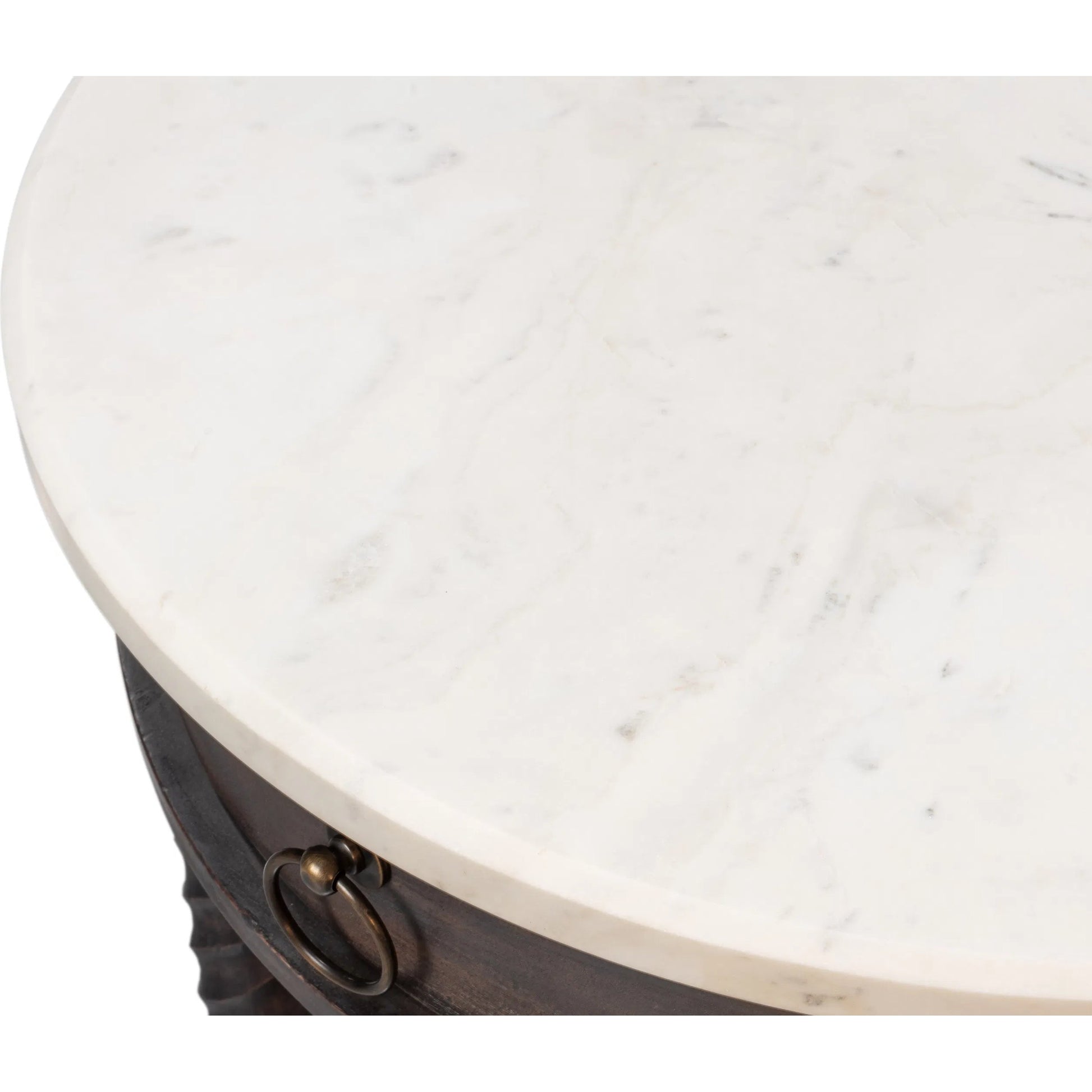 Barley Side Table by Sarreid Ltd. in brown. Made from acacia wood, white banswara marble in a traditional style.