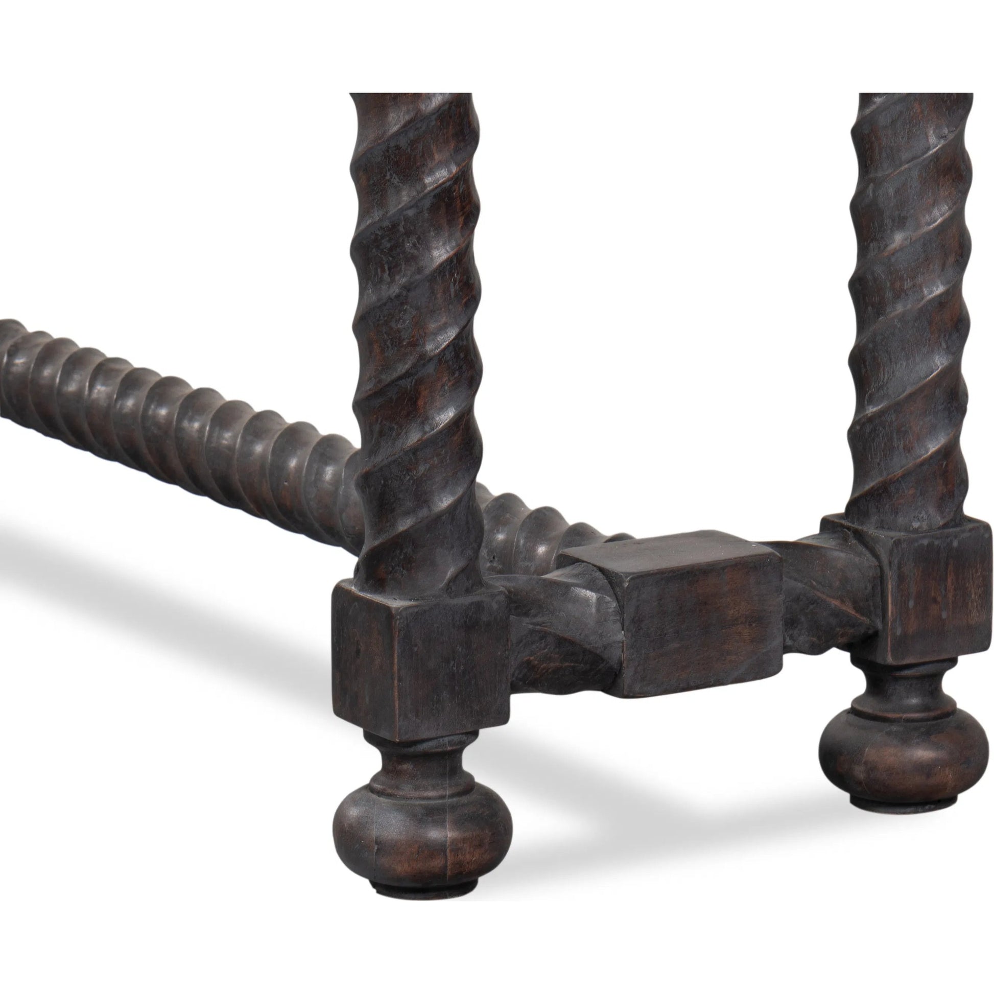 Barley Console Table by Sarreid Ltd. in brown. Made from acacia wood, white banswara marble in a traditional style.