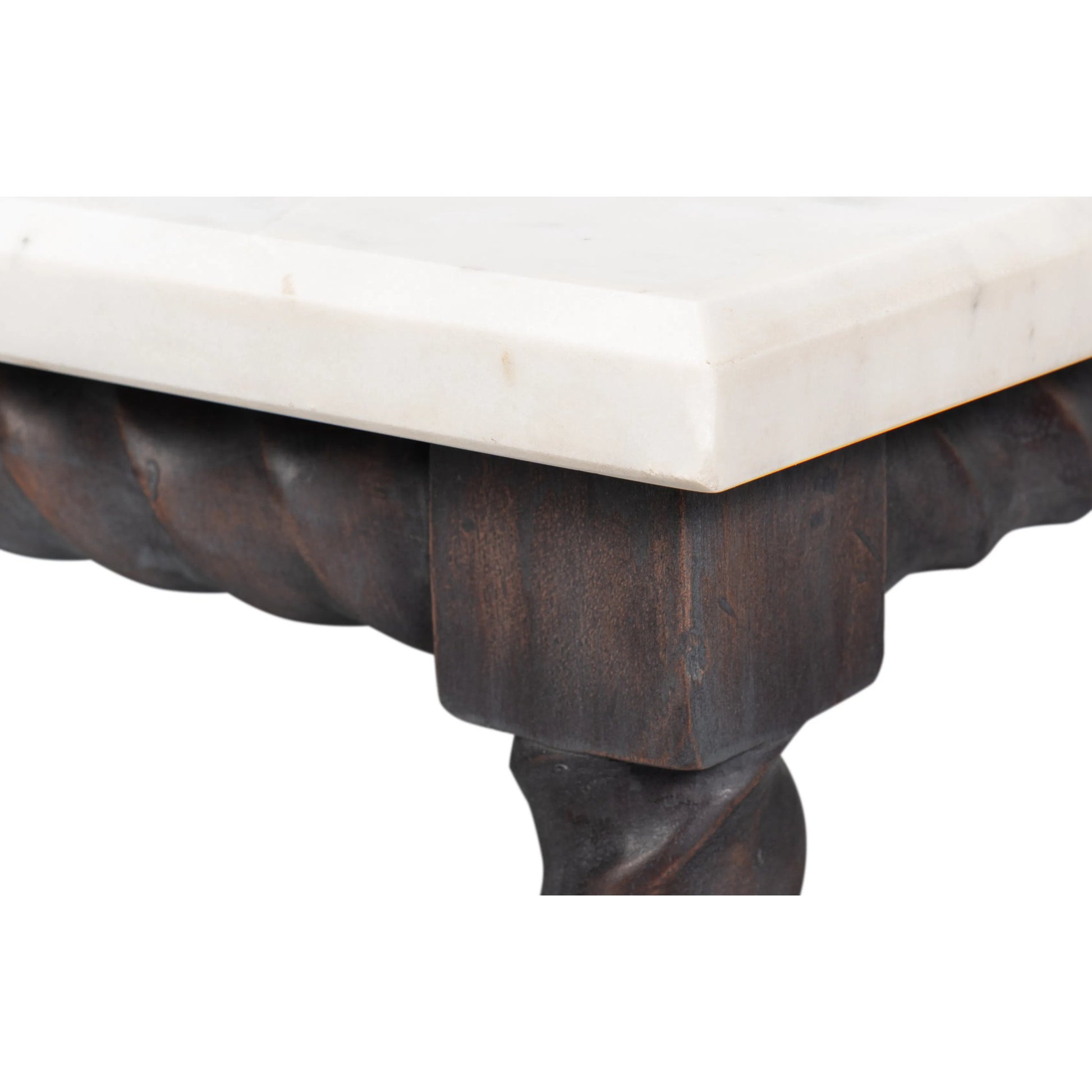 Barley Cocktail Table by Sarreid Ltd. in brown. Made from acacia wood, white banswara marble in a traditional style.