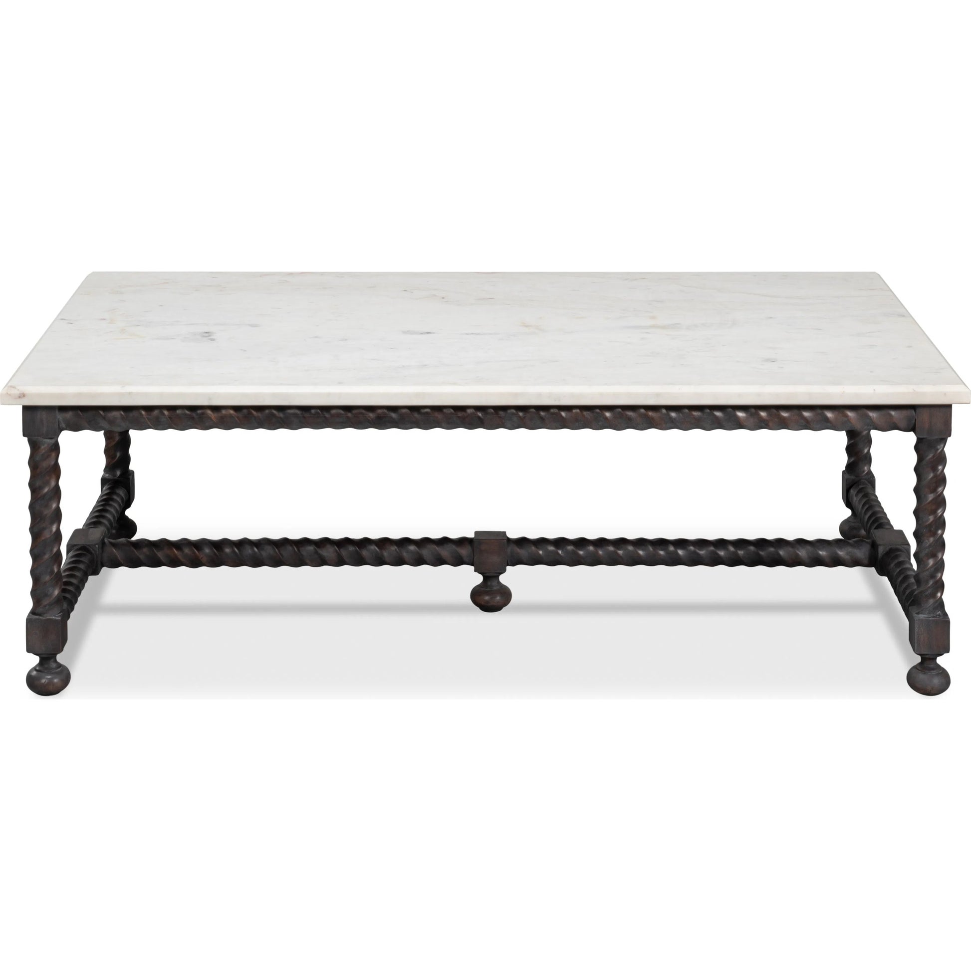 Barley Cocktail Table by Sarreid Ltd. in brown. Made from acacia wood, white banswara marble in a traditional style.