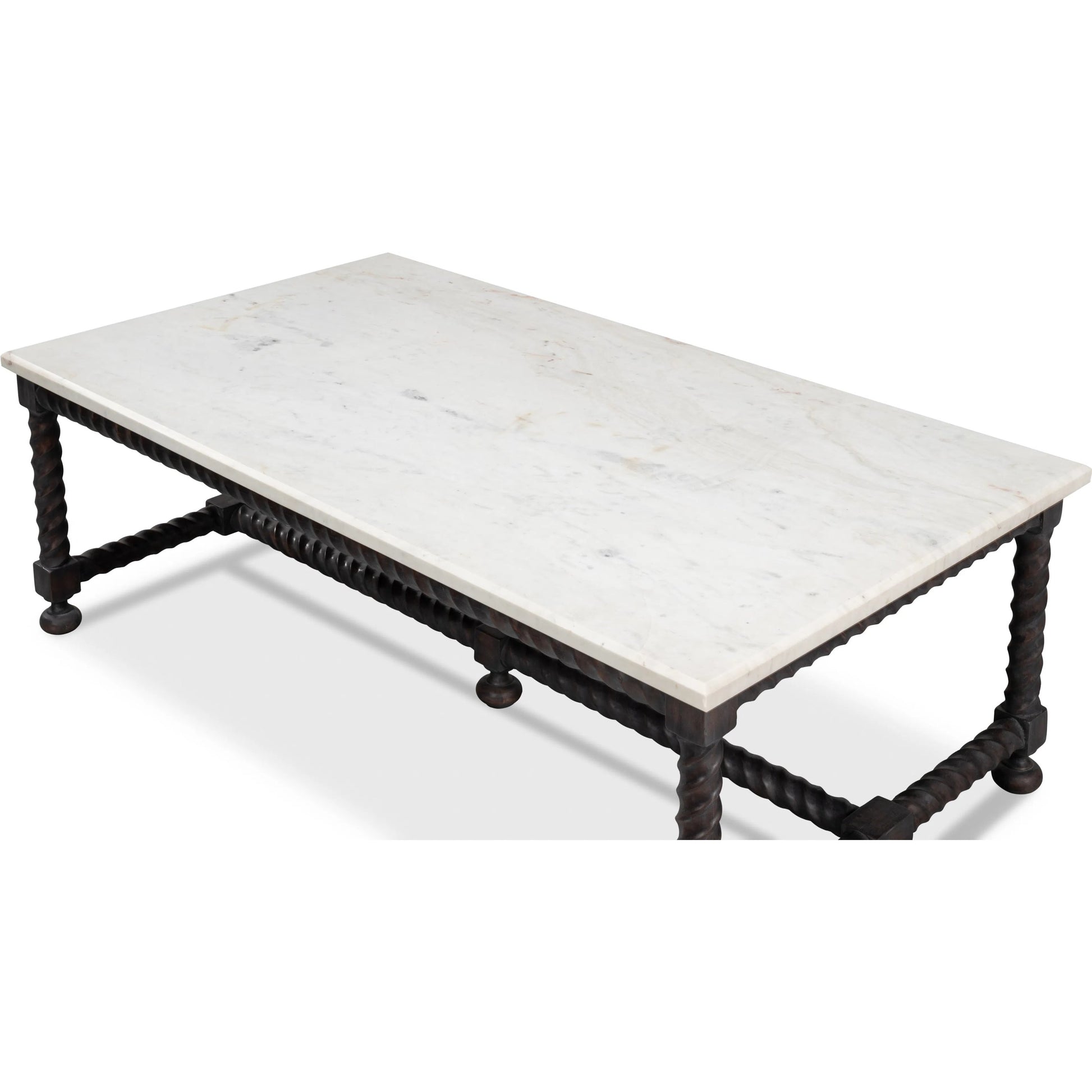 Barley Cocktail Table by Sarreid Ltd. in brown. Made from acacia wood, white banswara marble in a traditional style.